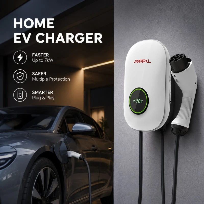 11kW Portable Wall-Mounted AC EV Charging Unit for Residential & Commercial Use
